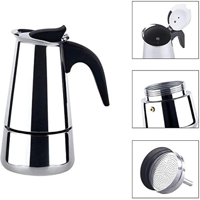 Moka Pot - 6 Cup Stainless Steel Stovetop
