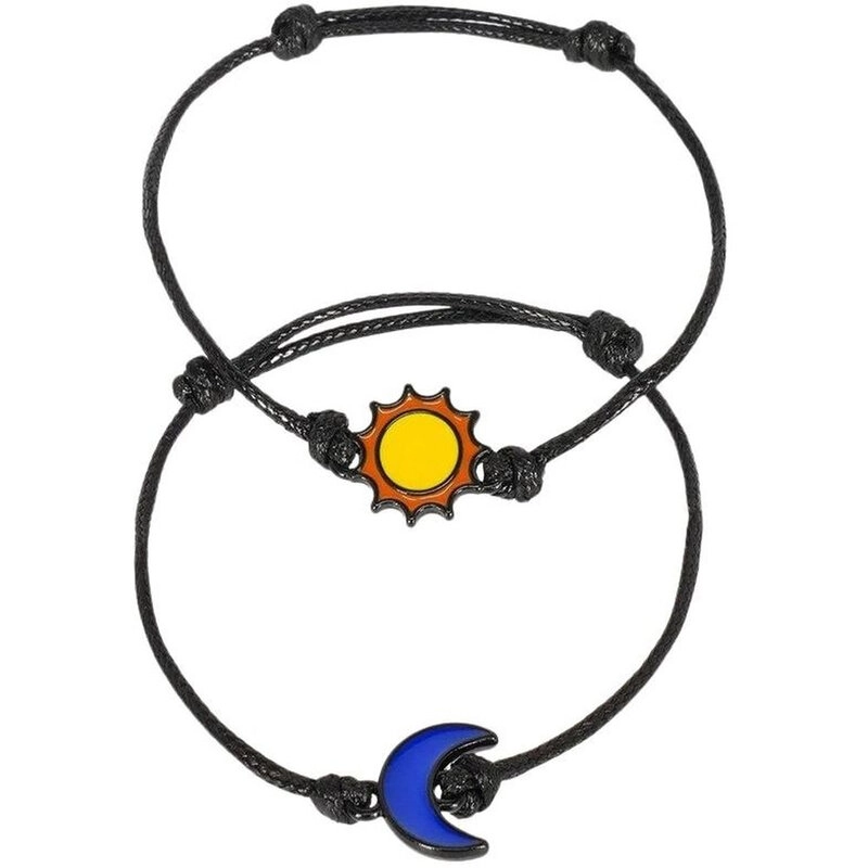 Legami Better Together Sun&Moon Enamel Black-Tone Textile Bracelet