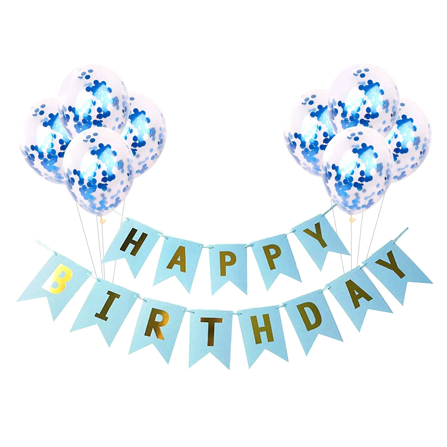 Birthday Banner With Confetti Balloons - 9 piece(s) Birthday