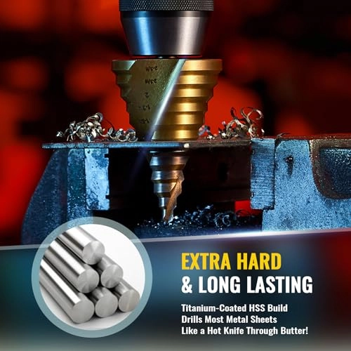 HSS Spiral Groove Step Drill Bit - High Speed Steel (HSS) 1 piece(s) 1/4" to 2-3/8" Drill Bit
