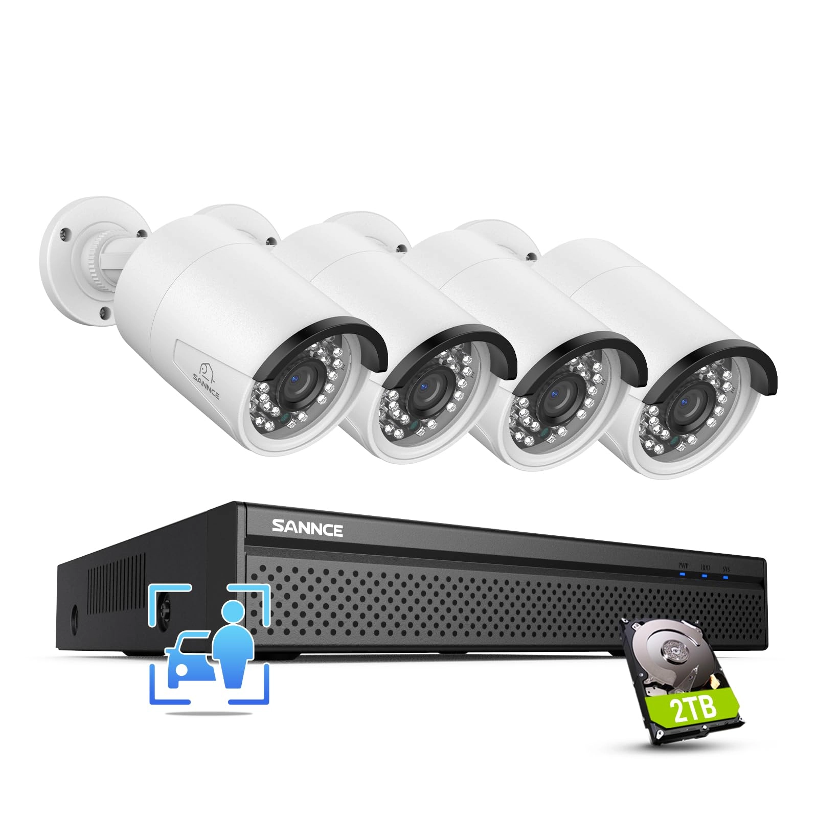 SANNCE 8CH POE NVR Recorder + 5MP Outdoor Metal IP Cam