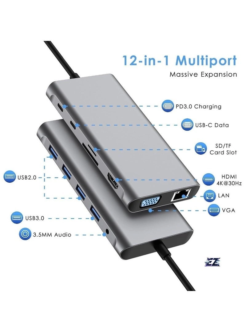 USB C Hub - 10-in-1 4K HDMI Ethernet