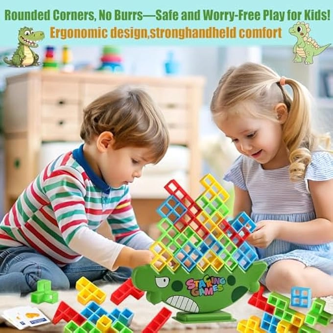 Dinosaur Stack Attack Balance Game - 3-8 48 pieces