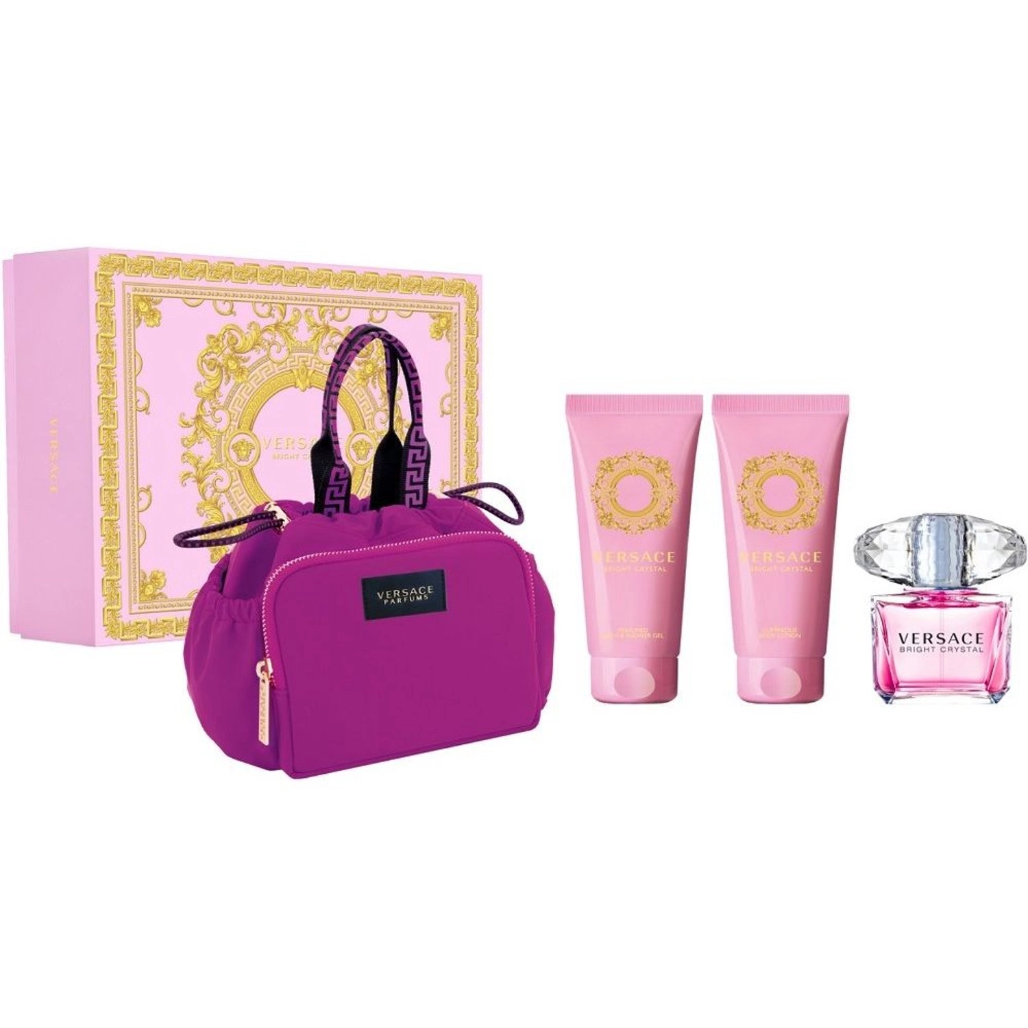 Versace Bright Crystal Eau de Toilette - 90ml + Bath & Shower Gel - 100 ml + Body Lotion - 100 ml + Bag