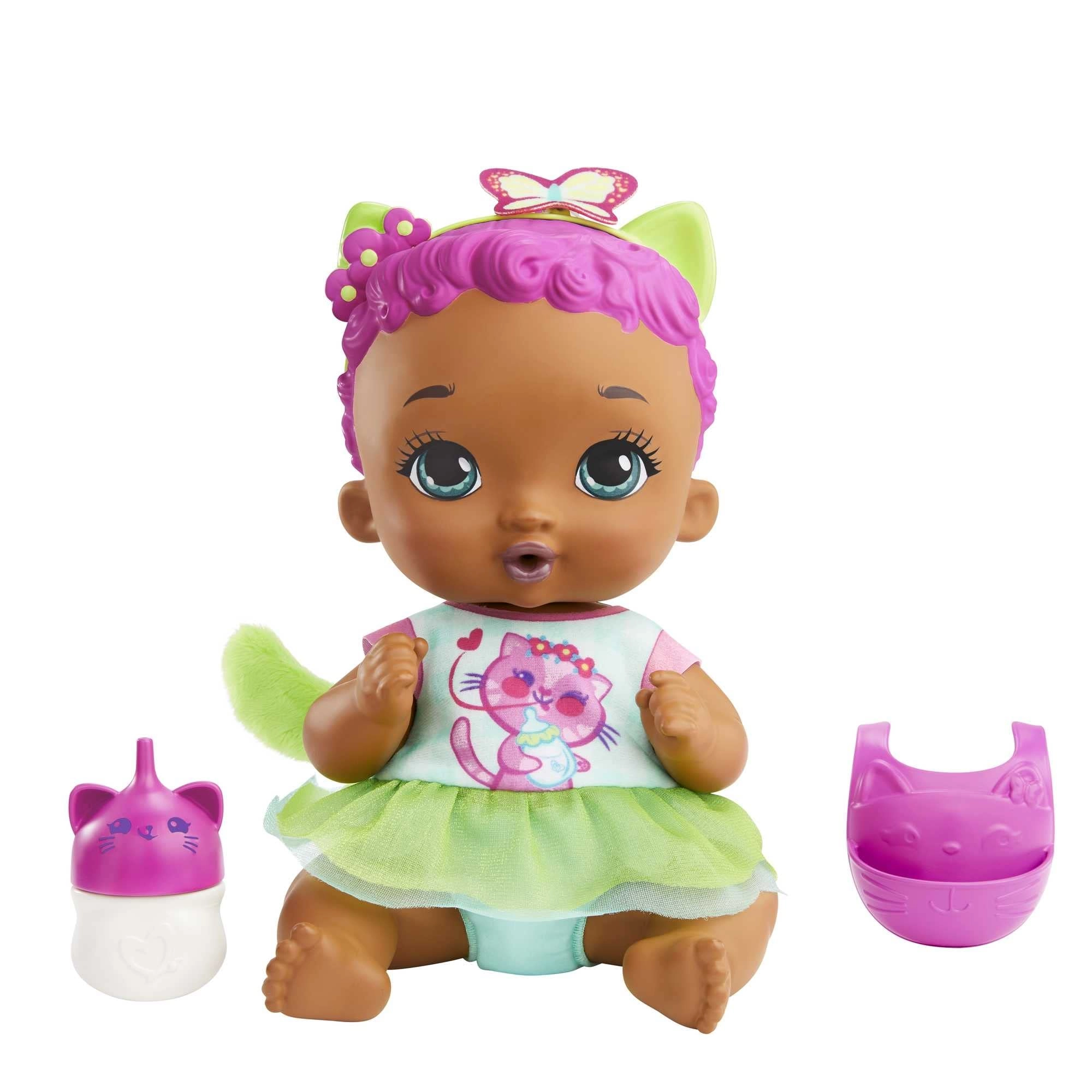 Mattel My Garden Baby Feed & Change Baby Kitten Doll - 12-in pink hair Ages 3+