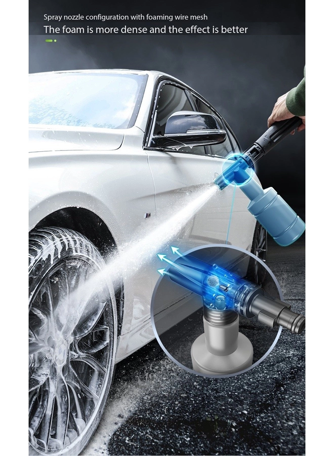 High Pressure Washer - 1400W 10MPa 8M Hose 3 Nozzles