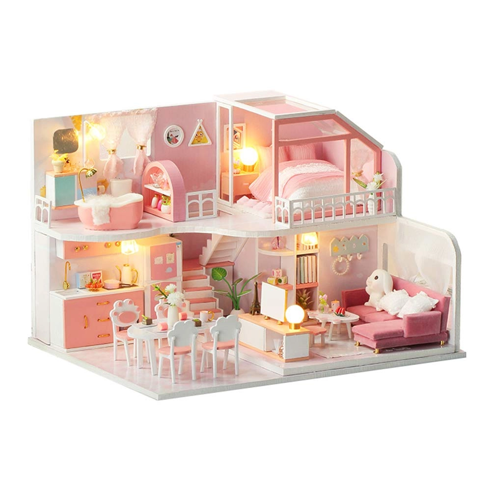 Pinellia Time DIY dollhouse kit - Pink with LED light