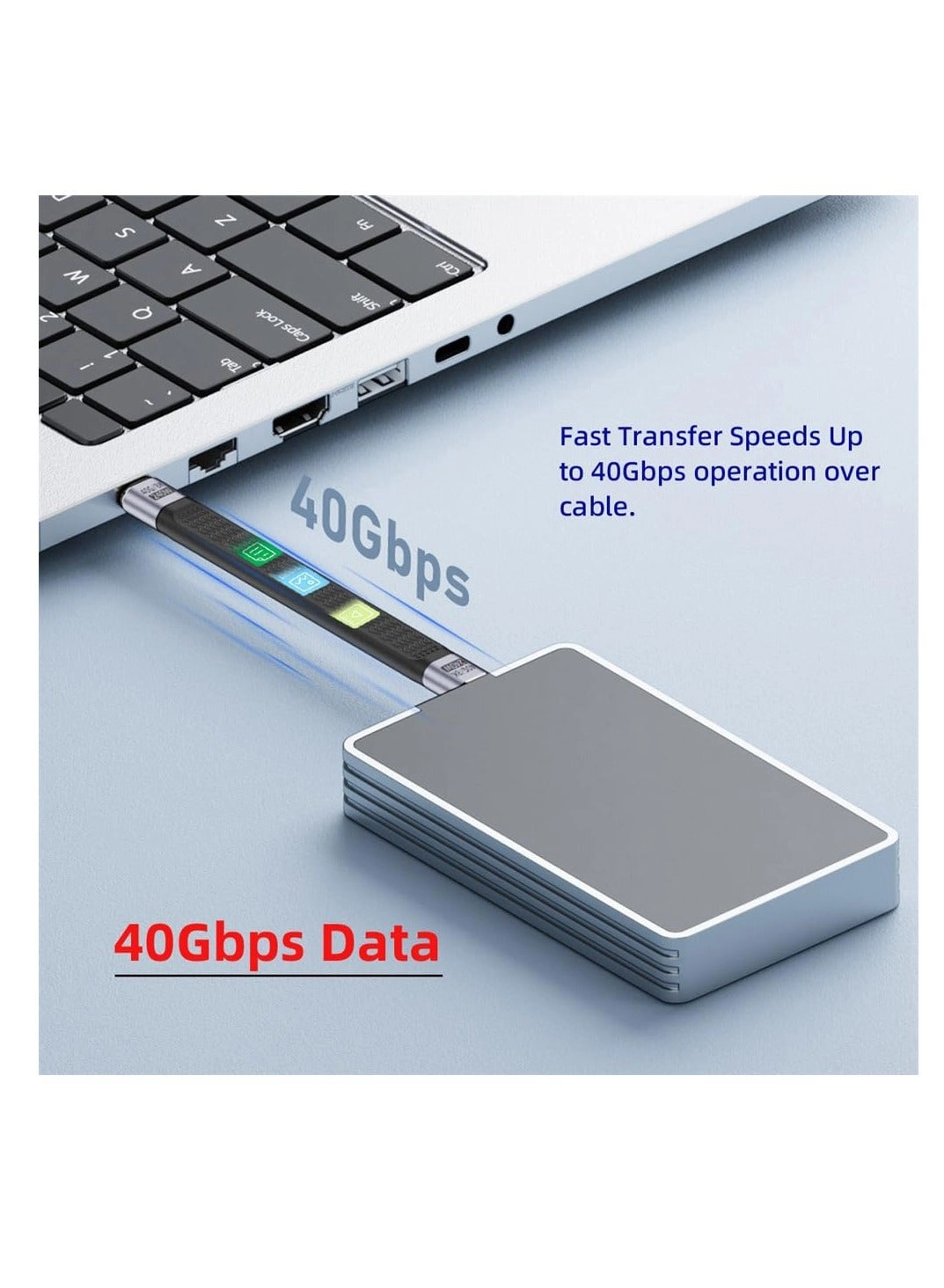 Charge Cable 240W USB-C to USB-C 0.1m Flat