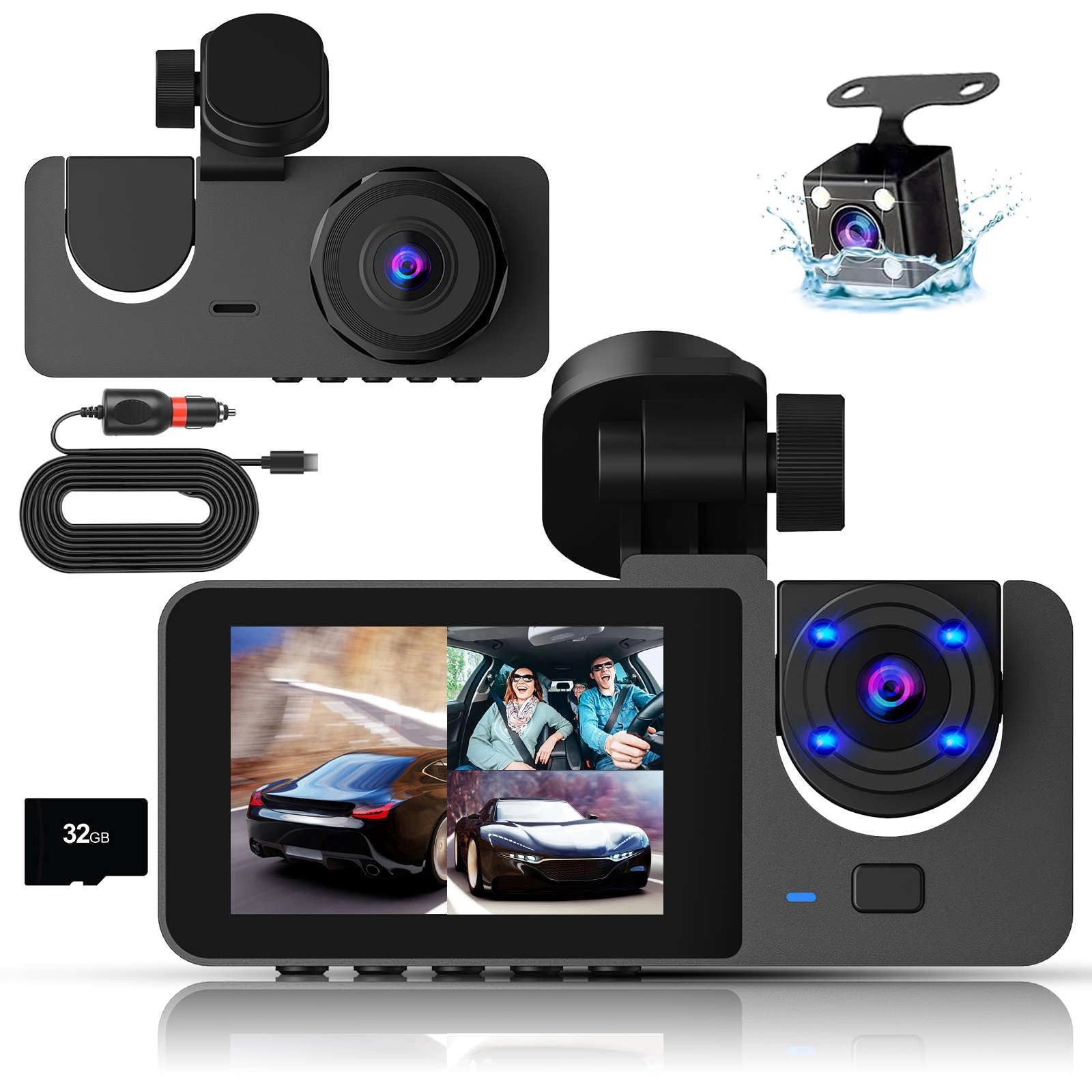 3 Channel Dash Cam - 1080P