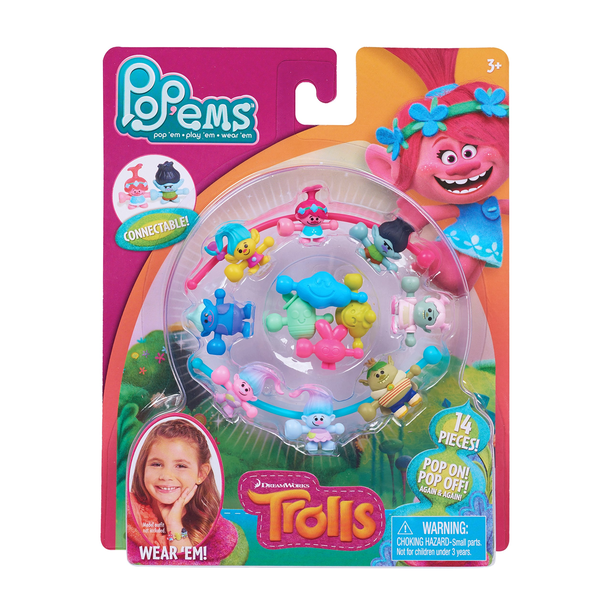 Just Play Trolls PopEms - 8 mini-figures 4 icons 2 connector tubes Ages 3+