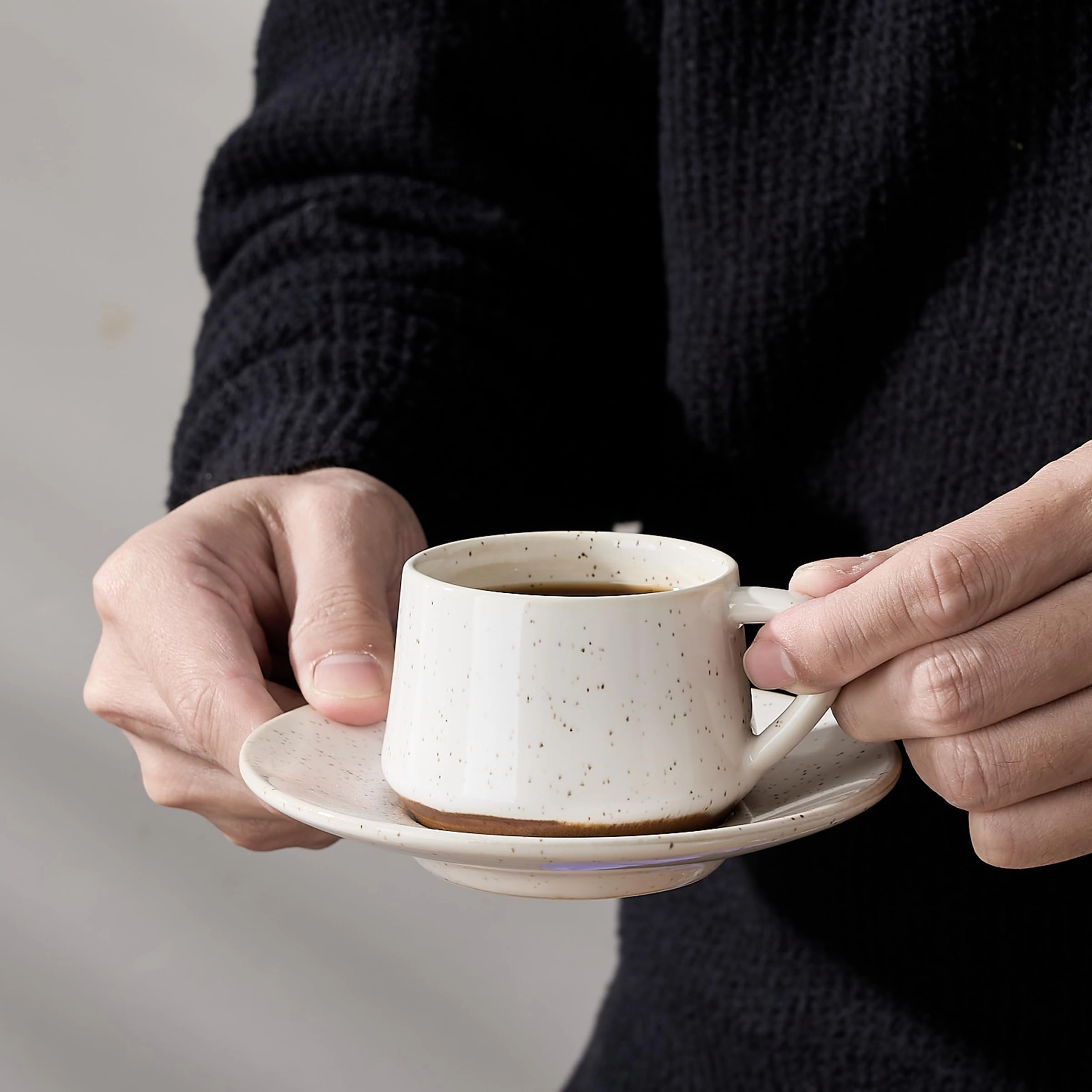 Ceramic Coffee Cup & Saucer - 13 pcs - Irregular Dot - 130 ml