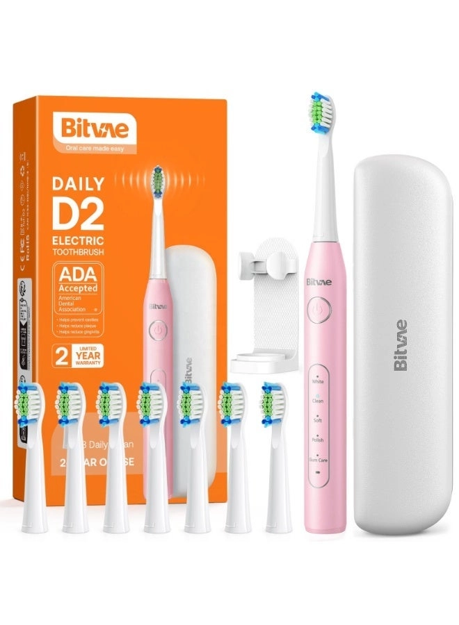 D2 Sonic Electric Toothbrush - 5 Cleaning Modes 8 Toothbrush Heads + P1 Mini Dental Floss - Water Floss Pick + Cordless Telescopic Tank Oral Irrigator - IPX7 Waterproof