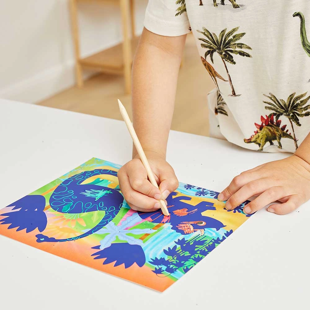 Scratch Art Kit - 5-8 years 8 cards 2 wooden etching tools