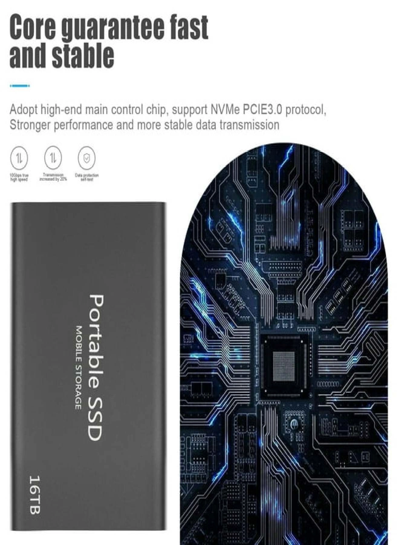 Portable External Hard Drive - 16 TB