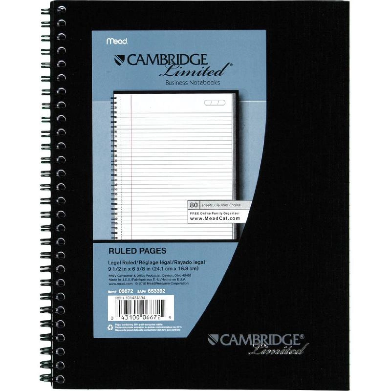 Notebook 9 X 11 in Spiral - Lined 80 Sheets