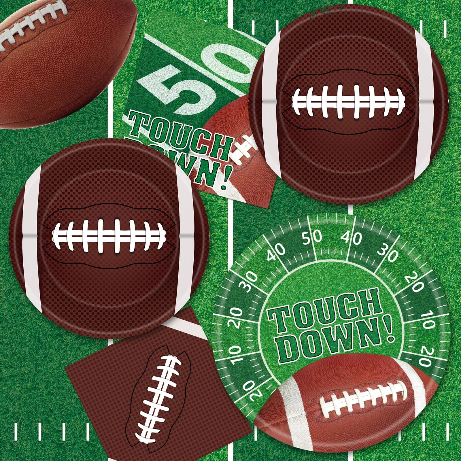 Football Party Supplies Kit - 96 Pack Football Party