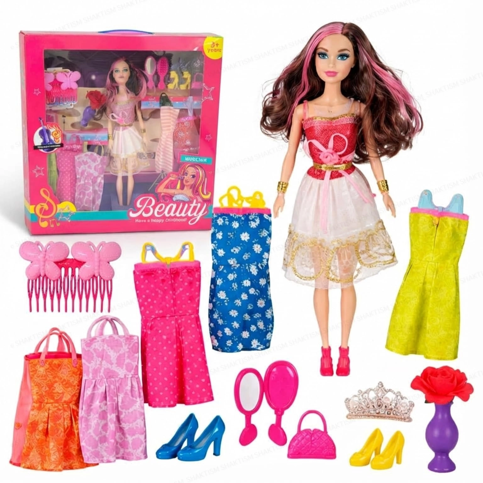 Doll Set - 14-Piece Multicolor Ages 3+