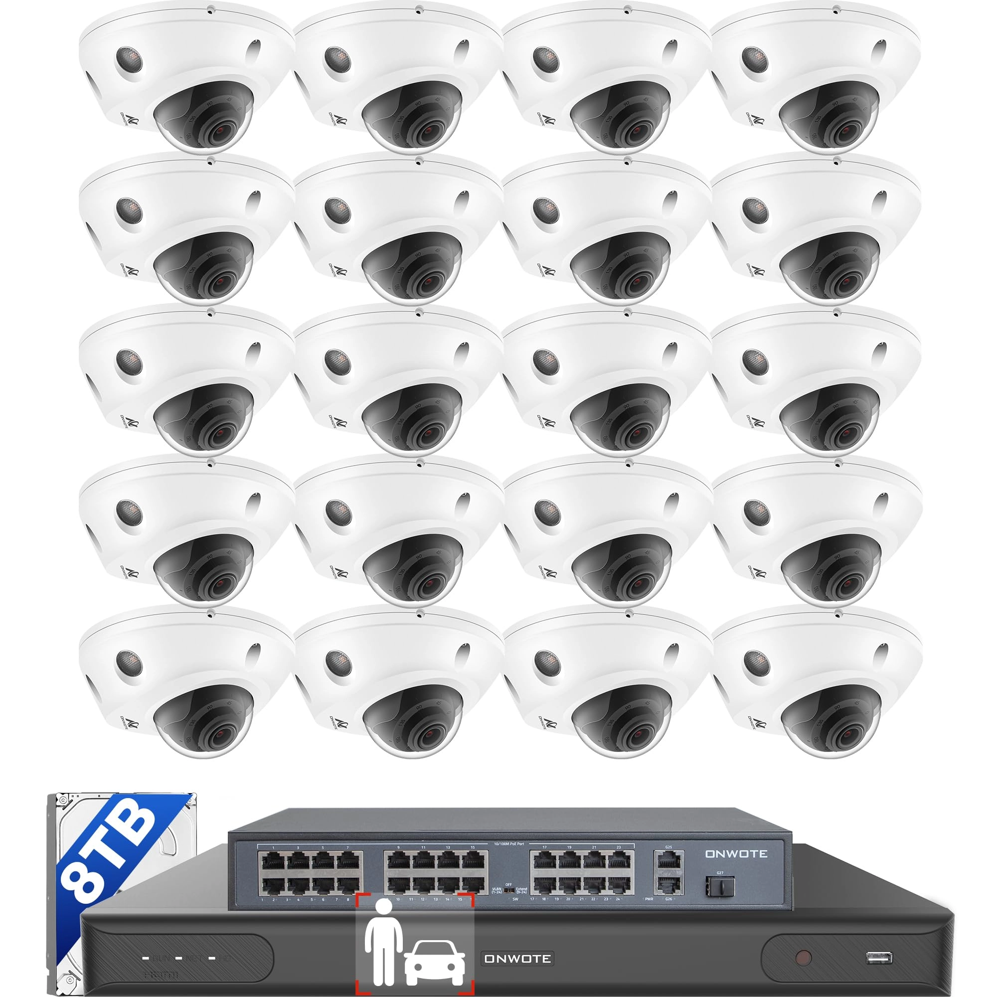 ONWOTE NVR - 32CH + PoE IP Camera - 20x 4K