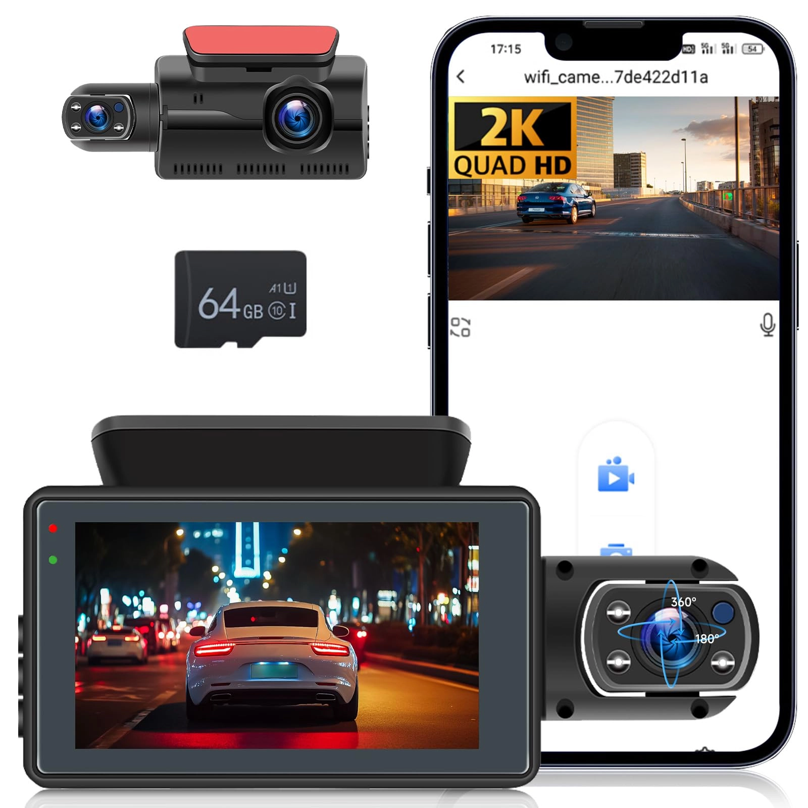 Hodozzy 1440P Dual Dash Cam
