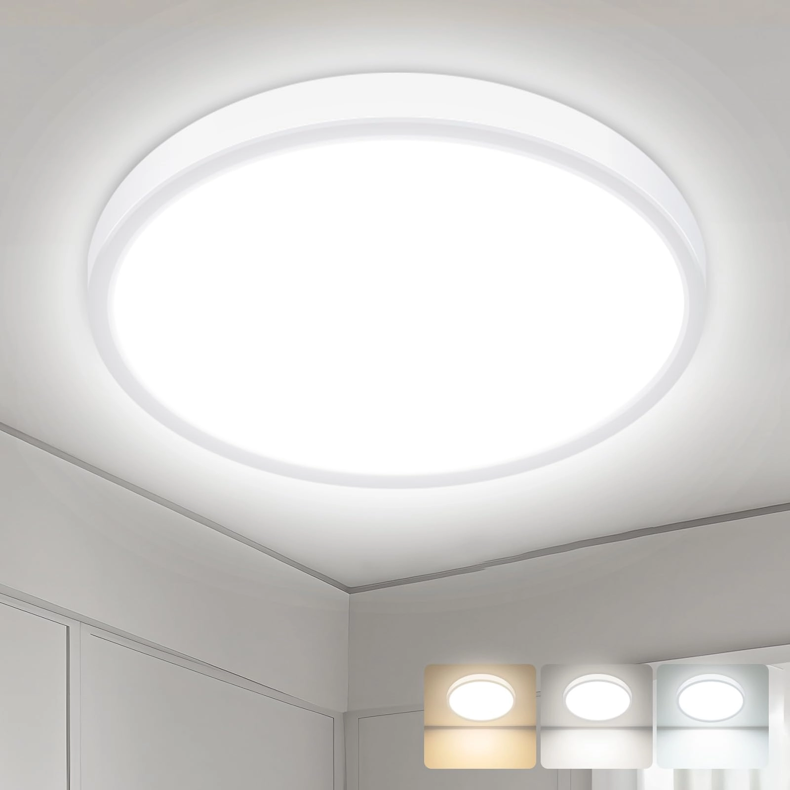 Dimmable Flush Mount LED Ceiling Light - 3000K-4500K-6000K