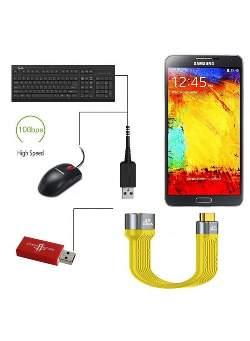 Standard Cable 10Gbps USB-A to USB-C 0.1m Flat