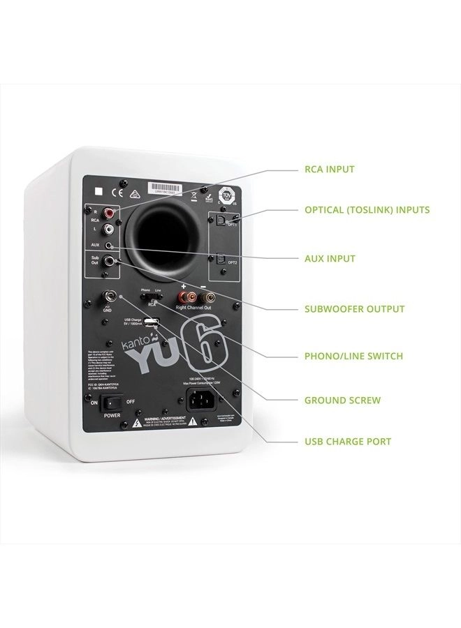 YU6MW - Powered Bookshelf Speakers Bluetooth Phono Preamp