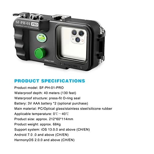 Waterproof Phone Housing - 40m/132ft IPX8 Wide-Angle Lens