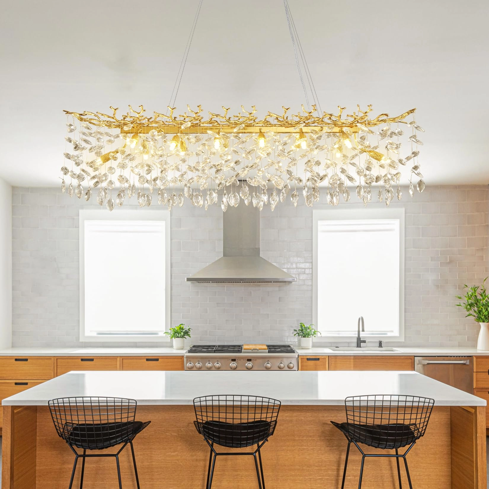 Modern Crystal Chandelier - 3000 Kelvin Dimmable