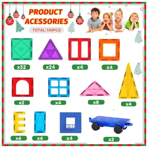 Magnetic Tiles - 100 pcs