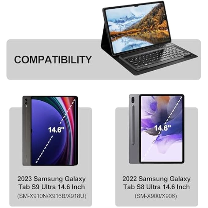 Keyboard Case with S Pen Holder for Tab S9 Ultra 14.6-inch (2023)