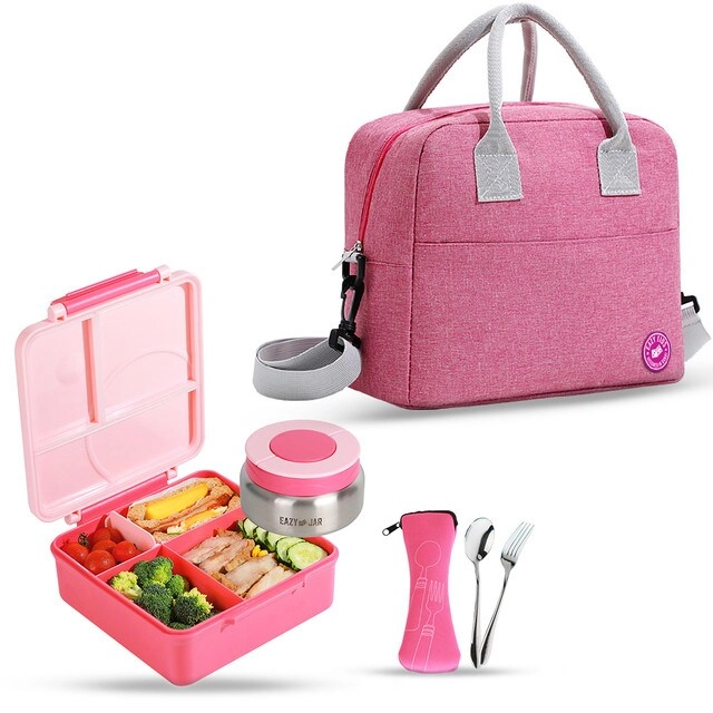 SAM BOX FZE Jumbo Lunch Box - 1600ml + Stainless Steel Food Jar - 290ml + Spoon & Fork