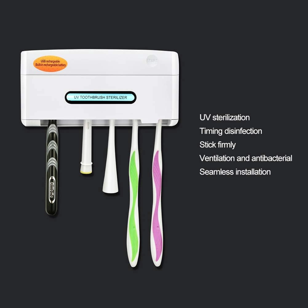 UV Sterilizer Toothbrush Holder - Wall-mounted 4 toothbrushes
