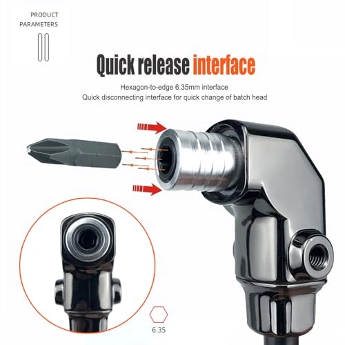 Right Angle Screwdriver Adapter - Aluminum Alloy Ergonomic ABS Handle