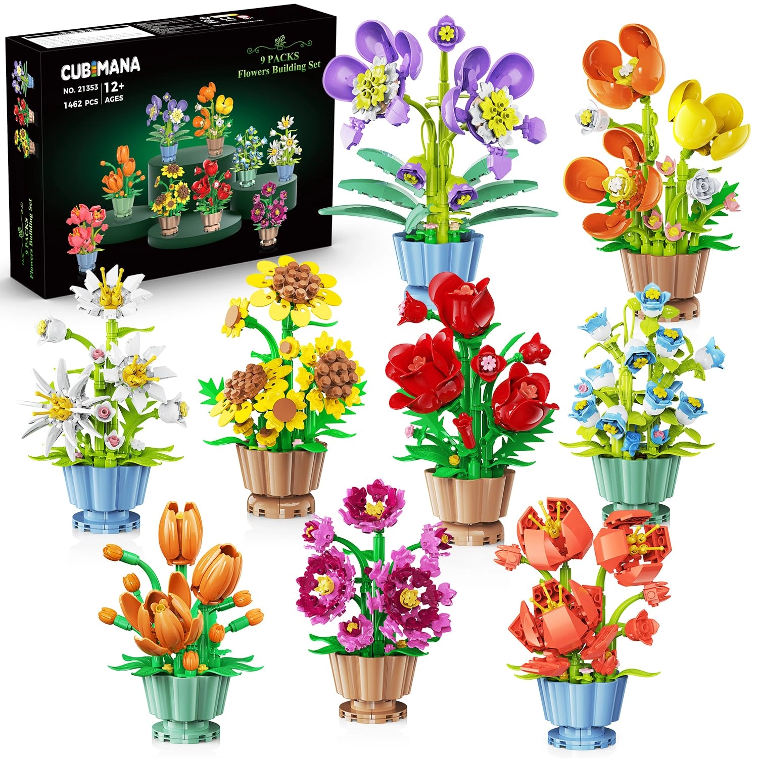 CUBIMANA 9 Flowers Building Sets