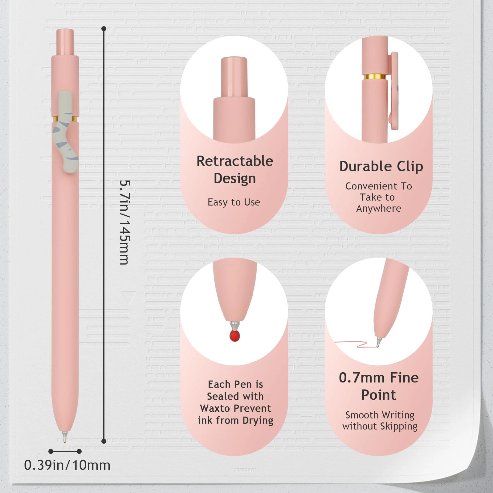 Gel Pens - 6pc 0.7mm