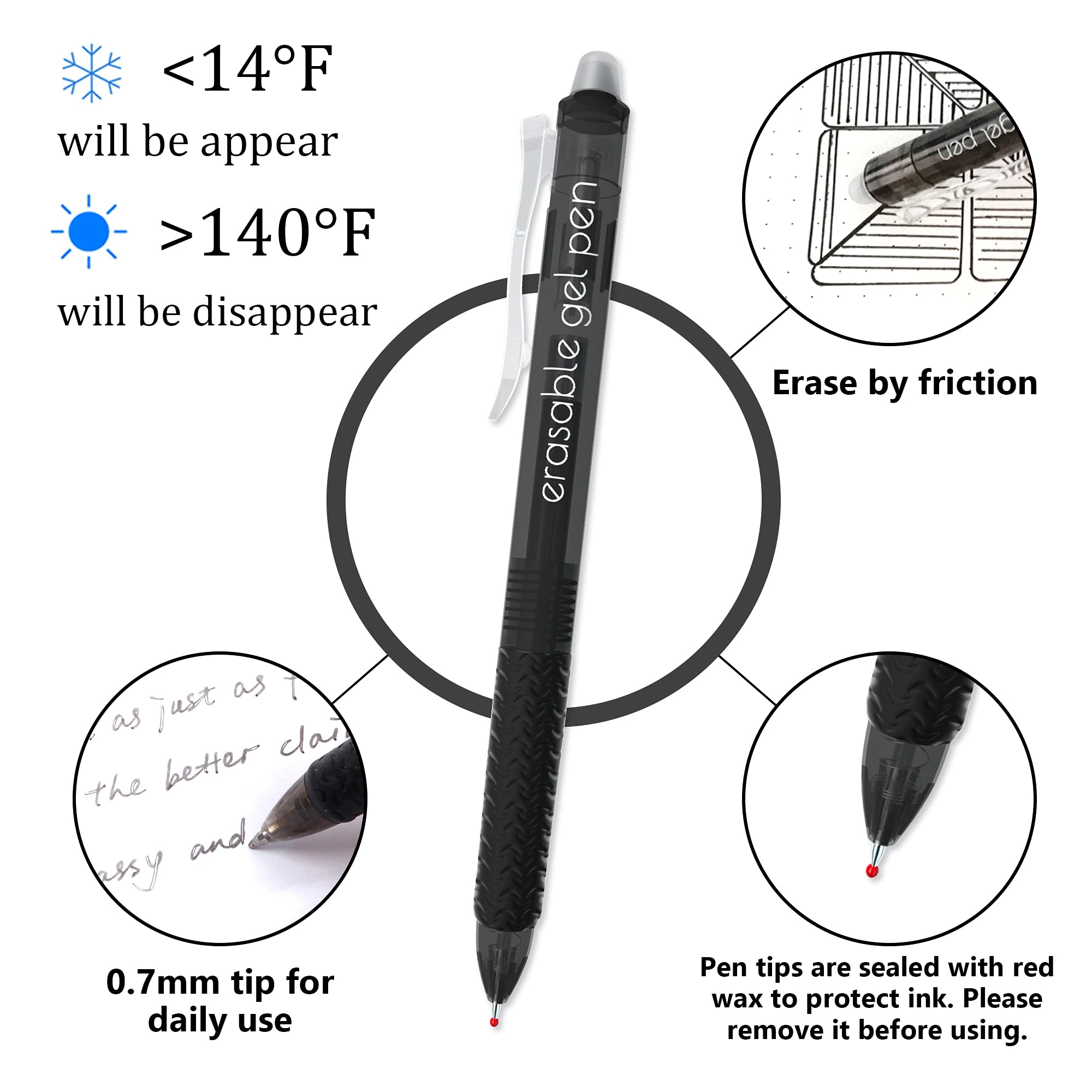 Retractable Erasable Gel Pens - 18 0.7mm
