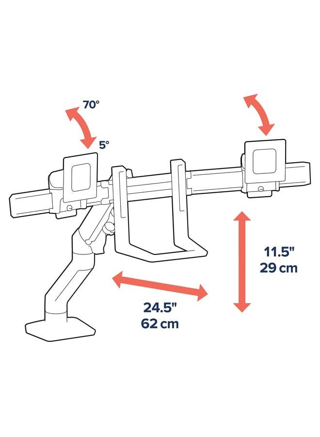 LX Vertical Stacking Dual Monitor Arm - 2 24 inches 75x75mm 100x100mm