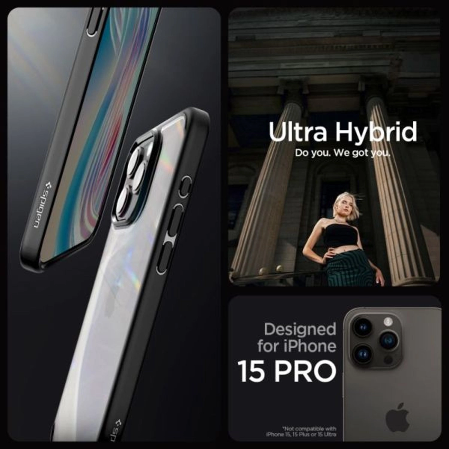 Crystal Hybrid Matte Case for Apple iPhone 15 Pro