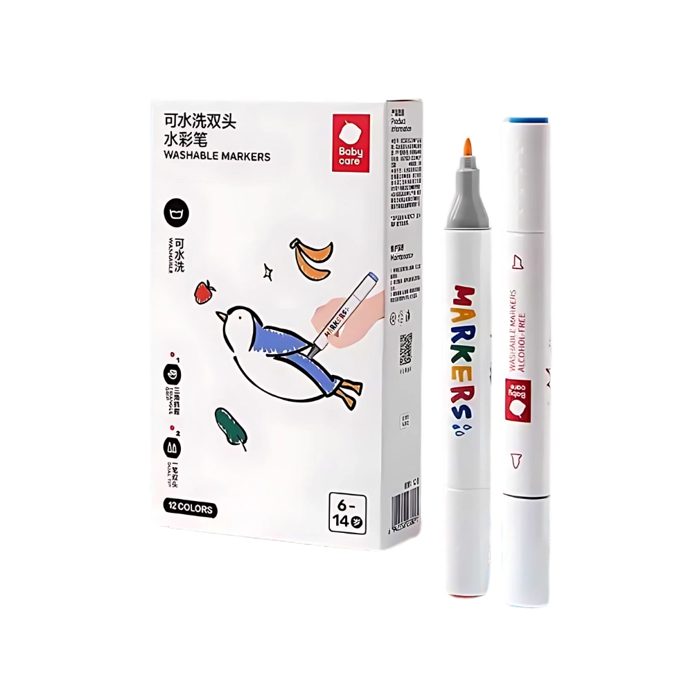 Babycare Washable Markers - 12pcs vibrant colors