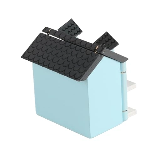 Miniature Wooden House - Blue 7 x 6.5 x 6.1 cm