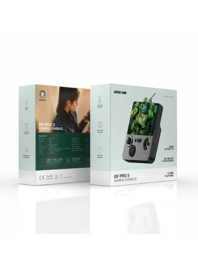 GP PRO 5 E5 - 5-inch IPS HD display (1280x720), 64GB TF (expandable to 256GB), 5000mAh battery (7-10 hours)