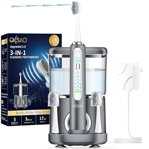 Electric Toothbrush with Water Flosser - 5 Brush Modes 3 Flossing Speeds 500ML Rechargeable