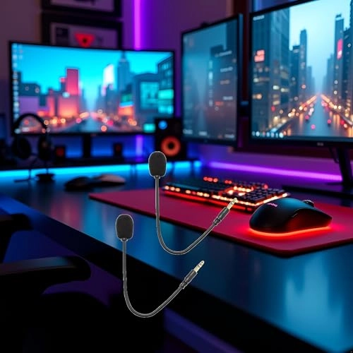 Headset Microphone for Universal - 3.5mm Plug 360-degree Bendable 2-Pack