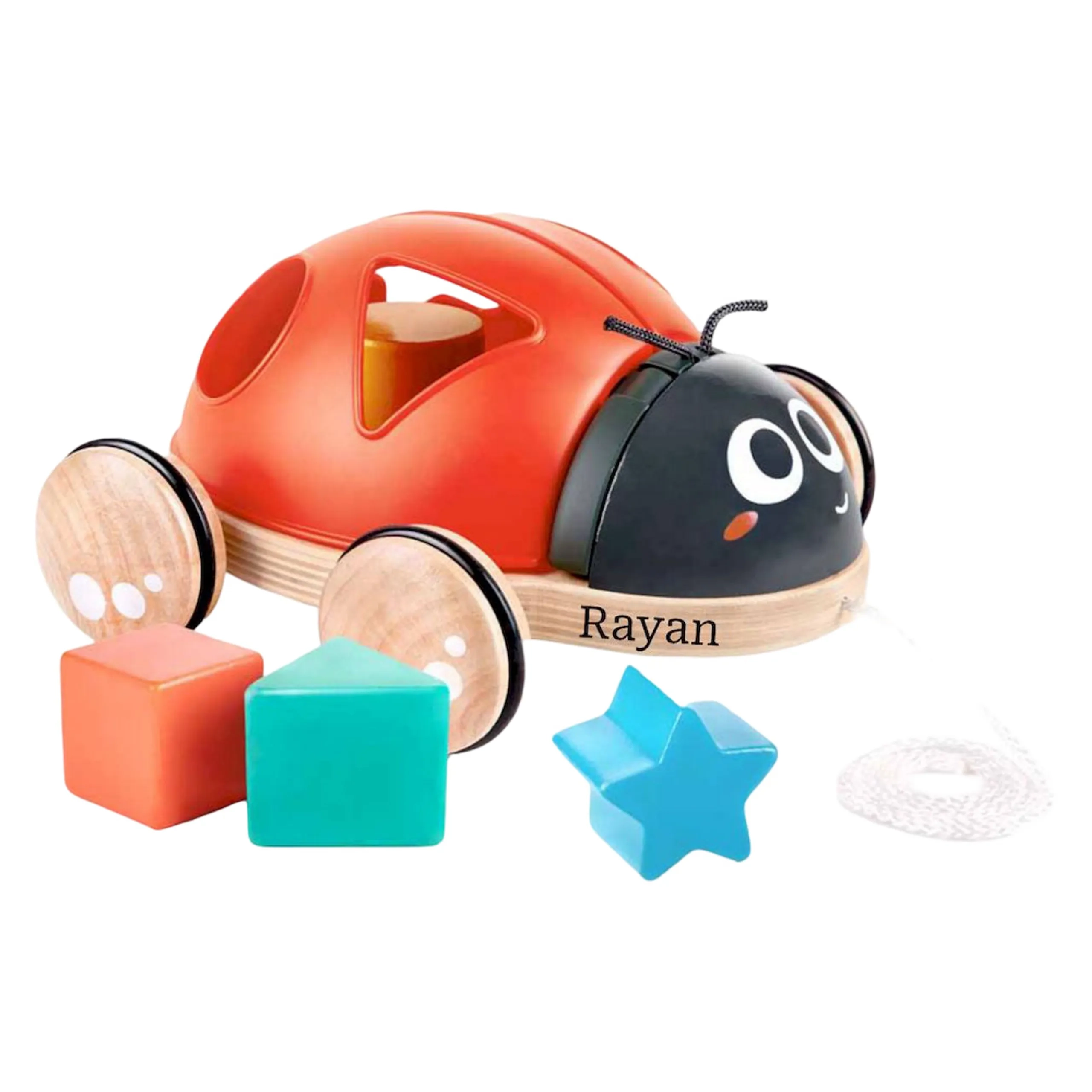 Ladybug Shape-Sorter Pull Along Toy - 5pcs Ladybug
