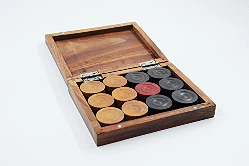 Premia - Carrom Coins Wooden Ashwood Box