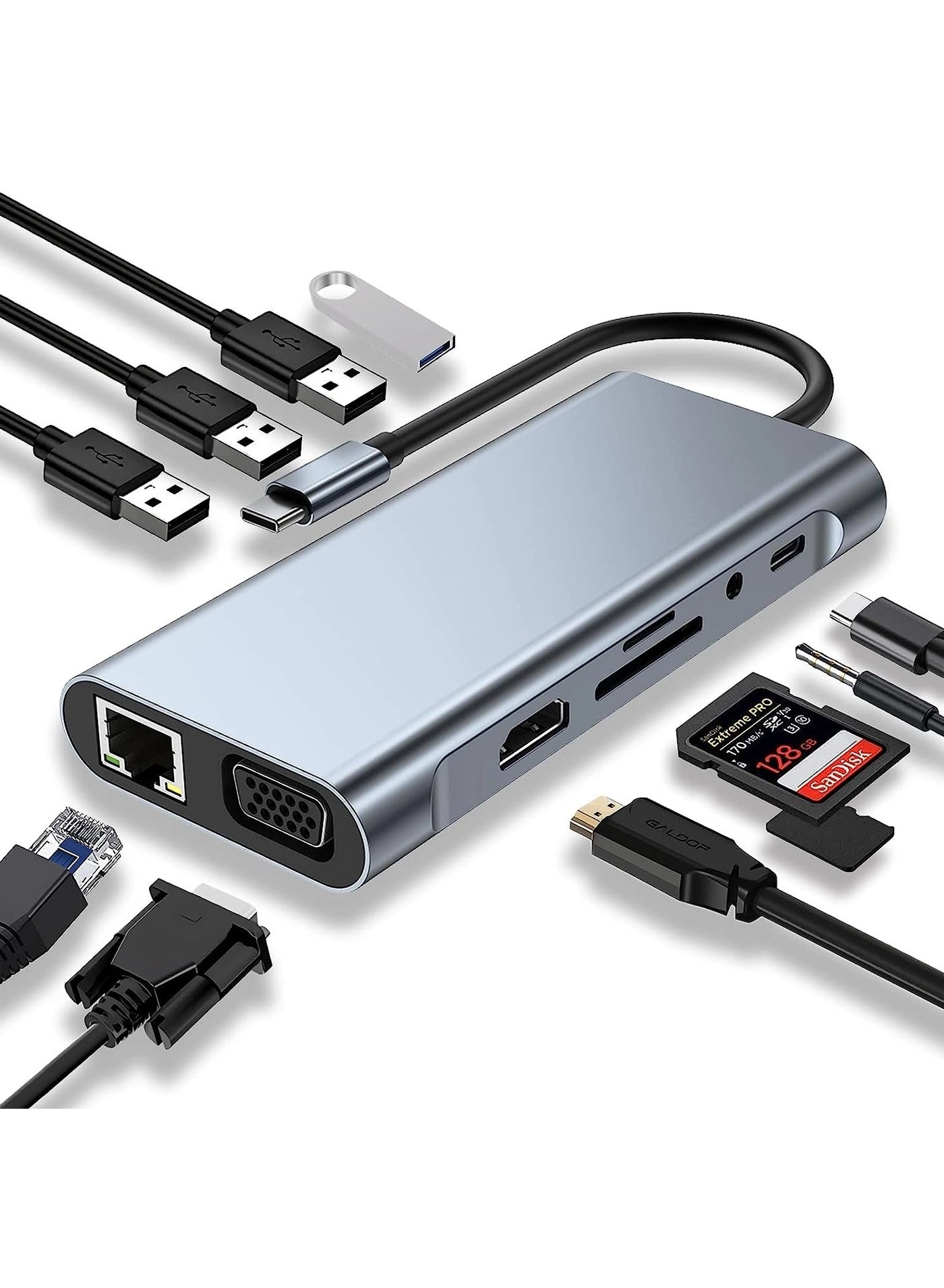 USB-C Hub - 11-in-1 4K HDMI PD Charging