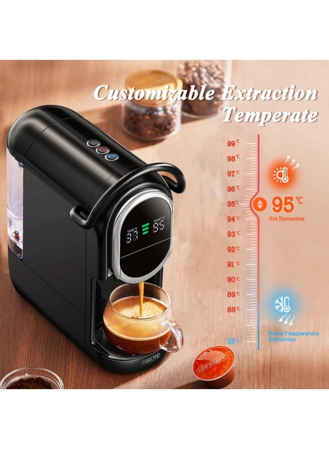 4-in-1 Automatic Capsule Coffee Machine - Adjustable Temperature 19 Bar