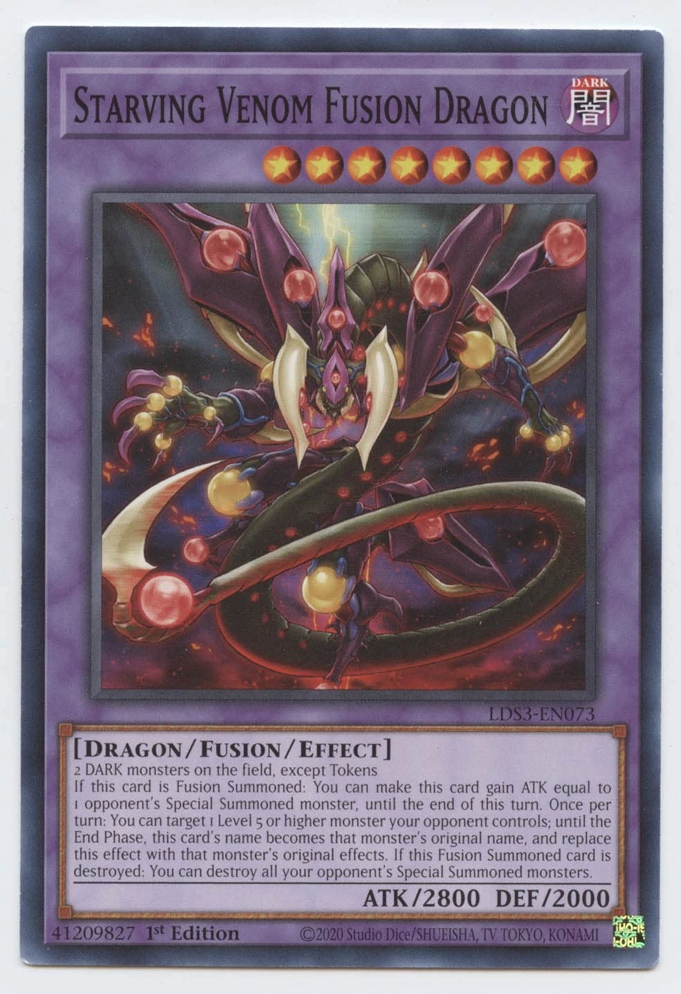 Yu-Gi-Oh! Dragon Starving Venom Fusion Dragon LDS3-EN073