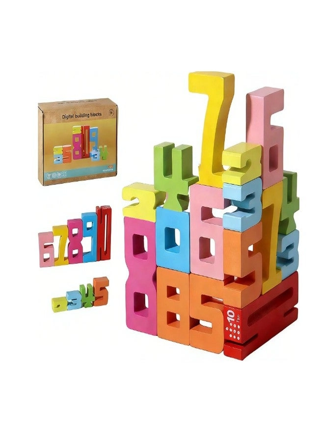 BOVVSKY Wooden Number Building Blocks - 20 pieces