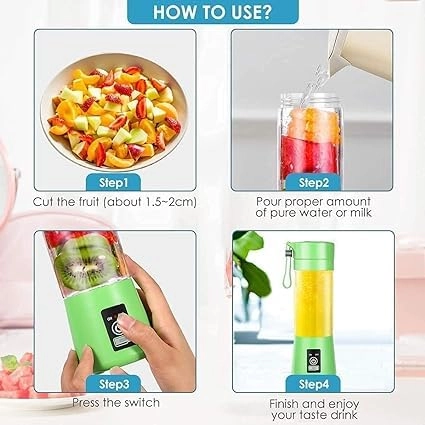 USB Juice Maker Blender - 4 Blades Rechargeable